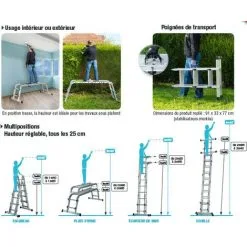 Le moins cher ? Echelle Télescopique Solucio Multifonctions 4 Positions 4,40m Centaure ? -CENTAURE Soldes 27619403 5