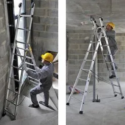 Le moins cher ✨ CENTAURE Echelle Transformable 2 Plans - Hauteur Atteignable En Position Escabeau De 1.95m Et 3.20m En Double échelle - 363207 ? -CENTAURE Soldes 36334150 3