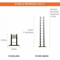 Nouveau ? CENTAURE Echelle Télescopique Longueur Maximale 3.45m - Bamboo - 474111 ? -CENTAURE Soldes 50649498 4