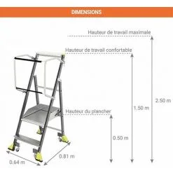Offres ? CENTAURE Escabeau Roulant Pour Picking Alimentaire, Hauteur De Travail Max. 2.10m - 414932 ? -CENTAURE Soldes 58192361 4