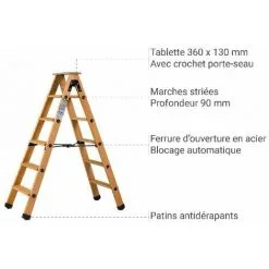 Les meilleures critiques de ? CENTAURE Escabeau Bois Double Accès - 2x3 Marches - Hauteur Maximum 2.25 - 483603 ✨ -CENTAURE Soldes 58192369 4