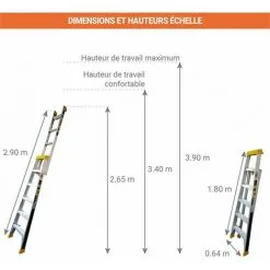 Acheter ? CENTAURE Escabeau Pro Multi-positions - Hauteur Max. De Travail 3.90m - 455605 ? -CENTAURE Soldes 66269544 3