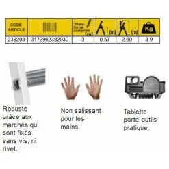 Acheter ? Centaure – Escabeau Aluminium Laqué 3 Marches 2,60m - MB ? -CENTAURE Soldes 77010 3